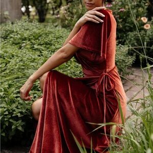 Baltic Born Velvet Maxi Dress in Terracotta